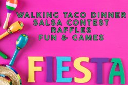 colorful words FIESTA and maracas